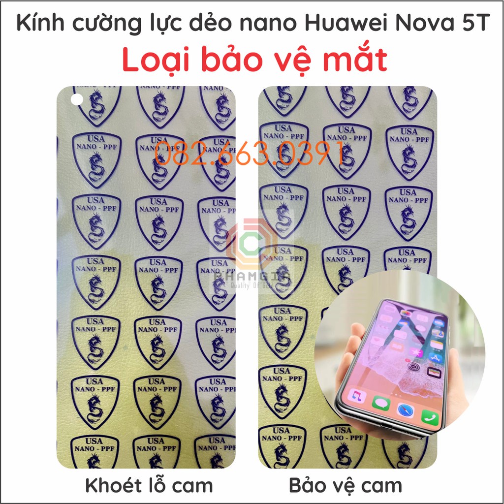 Dán cường lực Huawei Nova 5T trong suốt, nano dẻo siêu bền, độ cường lực 9H+