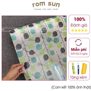 Decal dán kính mờ dán cửa nhà tắm chống nhìn trộm khổ 90cm cây lá xanh đen