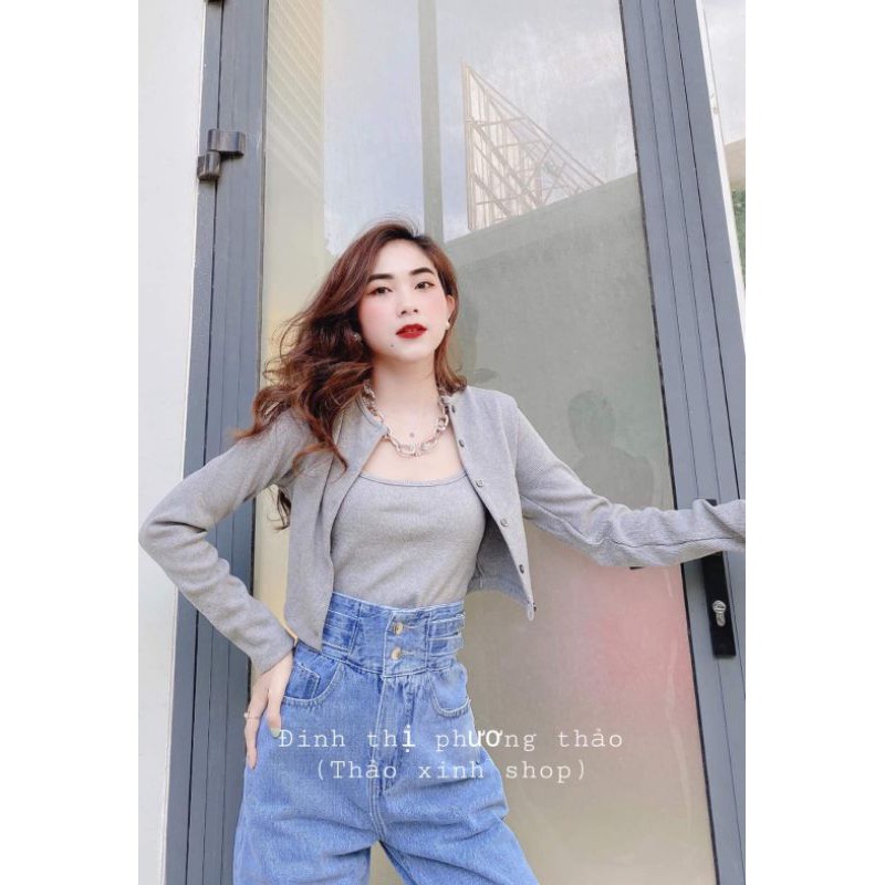 Quần jeans baggy lưng cao 3 cúc thảo xinh shop có bán tách set