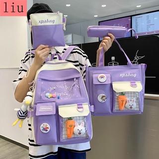 Ba Lô Đi Học/Túi Xách Sức Chứa Lớn Mẫu 2021 Phong Cách Hàn Quốc Dễ Thương Màu Tím Cho Học Sinh Nữ Từ Lớp 3-6