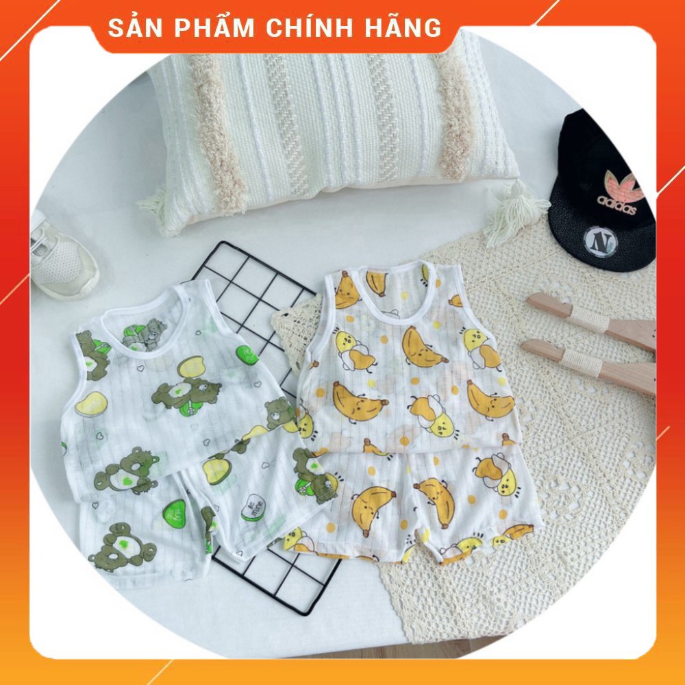 Bộ Cotton Giấy Ba Lỗ Cho Bé Trai Bé Gái Sơ Sinh 5-15kg Hàng Đẹp