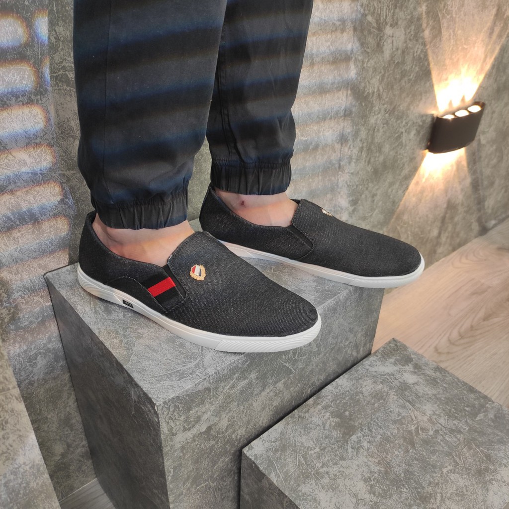 Giày lười vải nam đen đế trắng TL361 Shop Thành Long chuyên giày lười nam | BigBuy360 - bigbuy360.vn