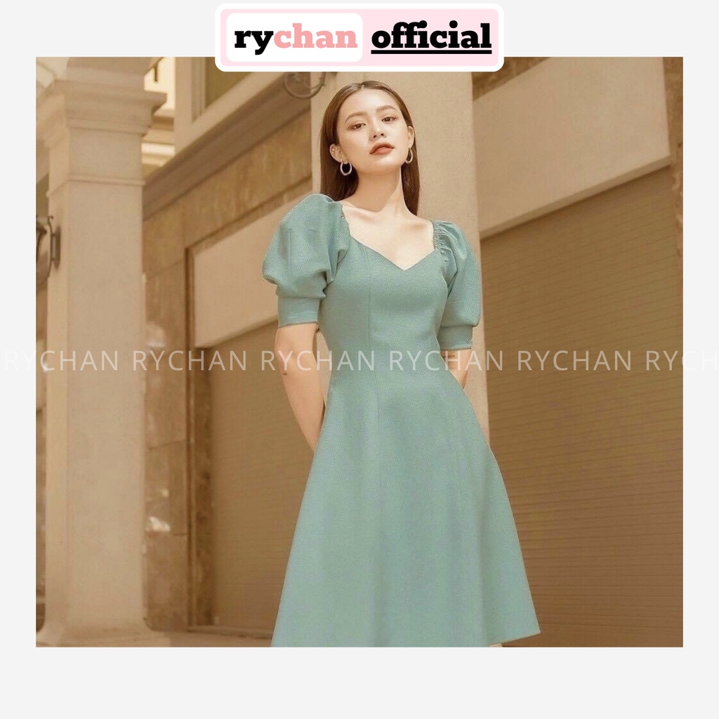 Đầm Xòe Cổ V Tay Phồng Vai Nhún Bẹt Vai [Ảnh Thật Cuối] - DX0037