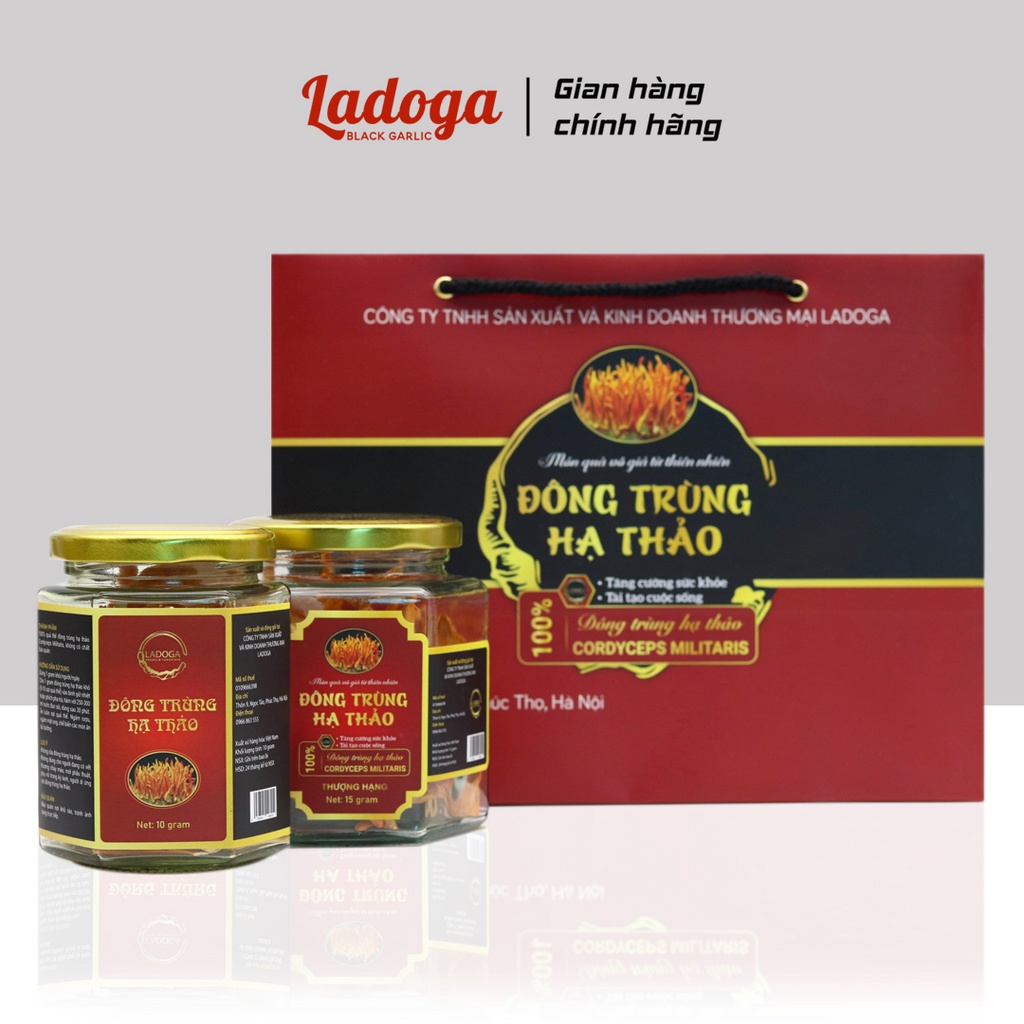 Nấm Đông Trùng Hạ Thảo Khô LADOGA Sấy Thăng Hoa Thượng Hạng Đóng Hộp Lịch Sự 10 Gam và 15 Gam