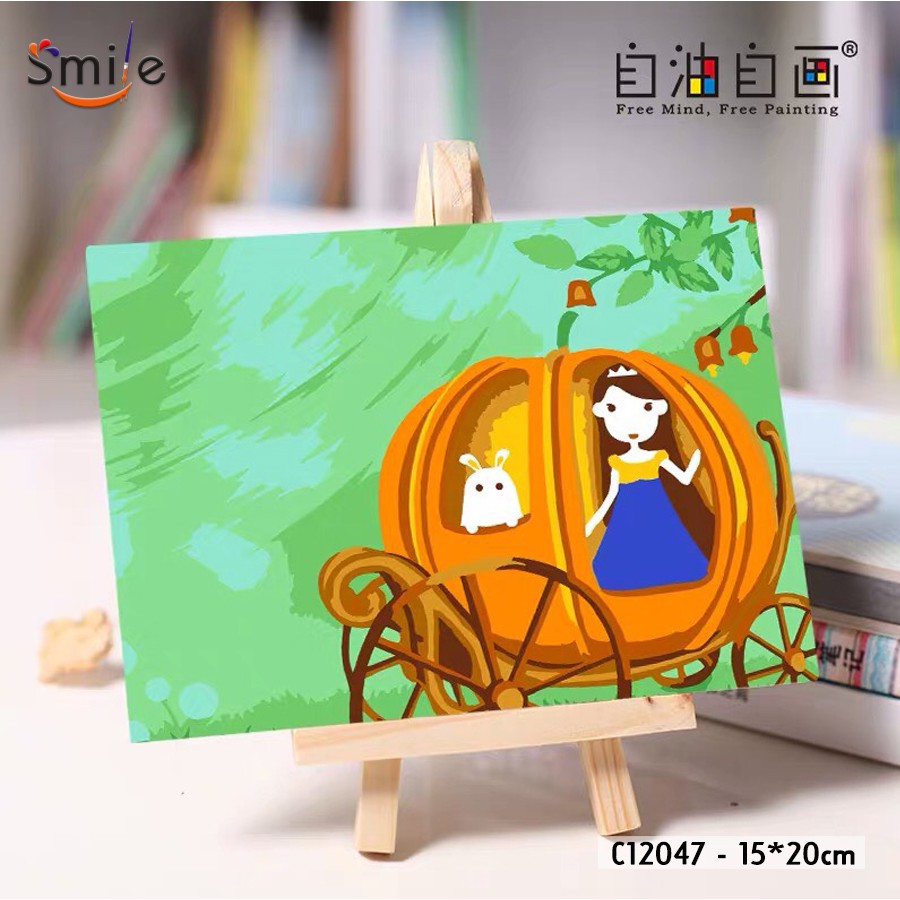 Tranh tô màu theo số cao cấp Smile FMFP 15x20cm Cô bé lọ lem C12047