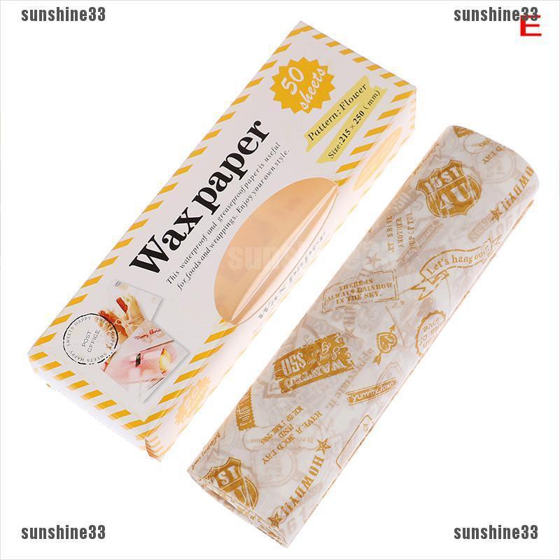 Bộ 50 giấy sáp gói thực phẩm cho bánh mì/Sandwich