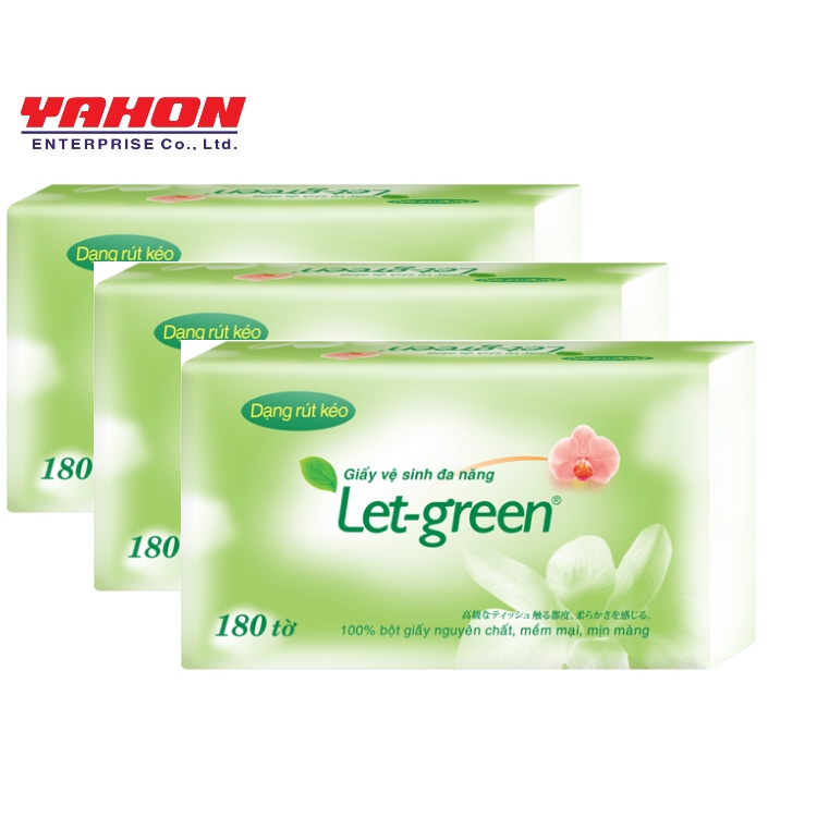 Combo 3 Bao Giấy Vệ Sinh Đa Năng LET-GREEN 18*21cm 180 Tờ/Bao