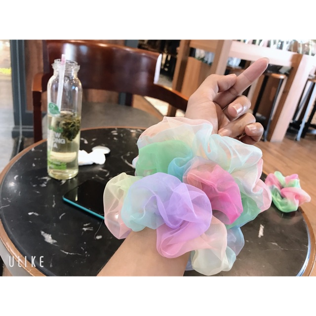 Scrunchies buộc tóc màu cầu vồng - UniLabel
