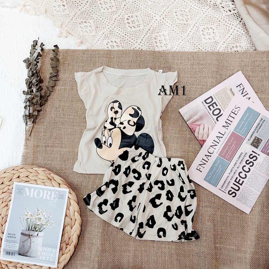 Bộ cộc tay bé gái từ 8kg đến 18kg, bộ quần áo cánh tiên Mickey AM941