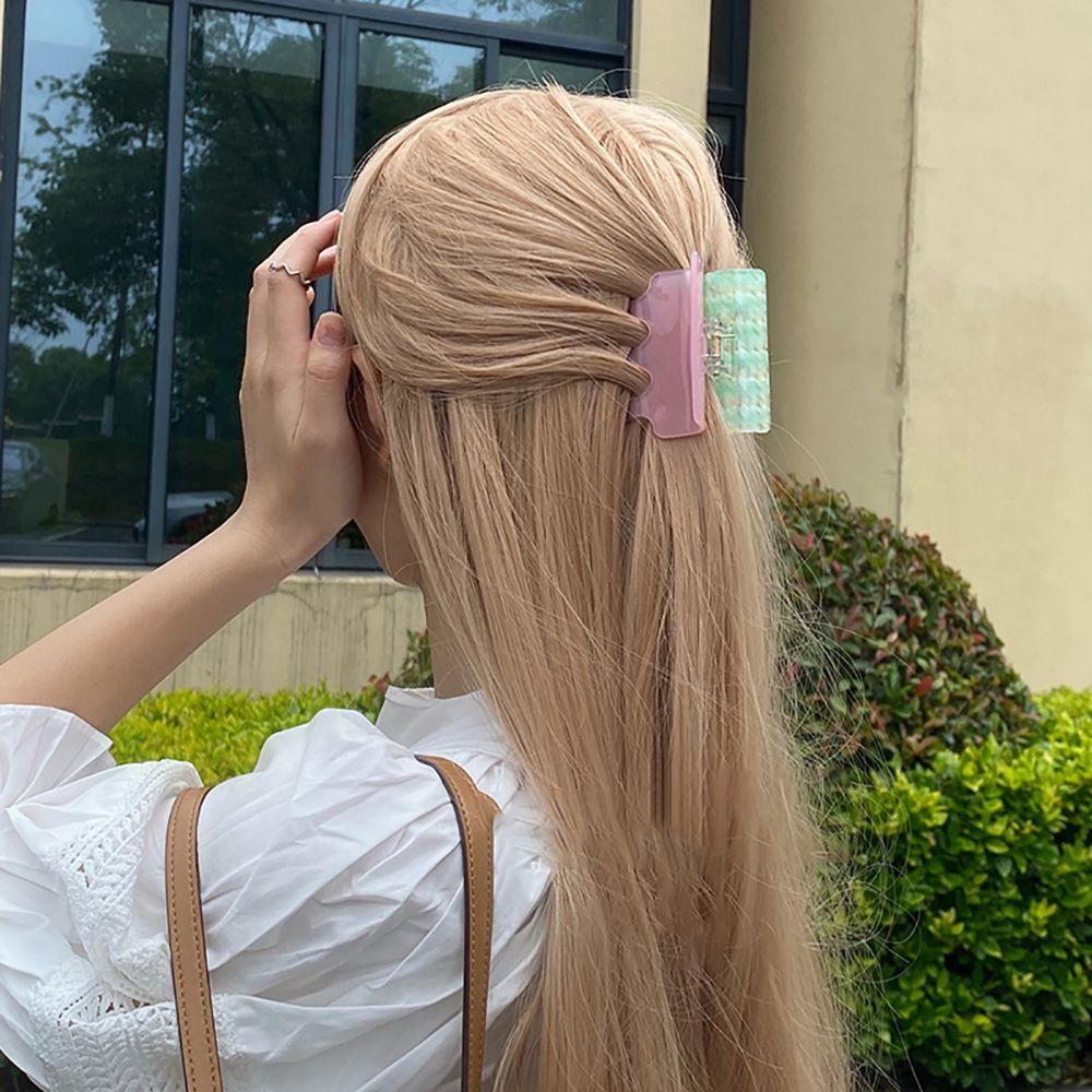 MXGOODS Kẹp Tóc Càng Cua Họa Tiết Kẻ Sọc Màu Sắc Tương Phản Phong Cách Hàn Quốc Cho Nữ