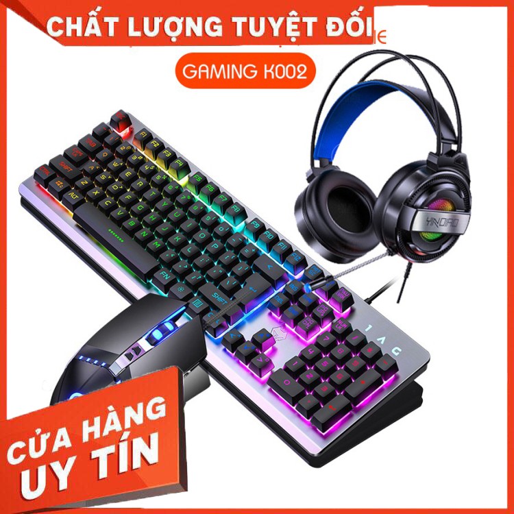 HÀNG CAO CẤP -  Combo Bộ Bàn Phím Gaming 1AC K002 (16 Hiệu Ứng Led RGB), Tai nghe Gaming Led, Chuột Gaming Led G3Pro  - 