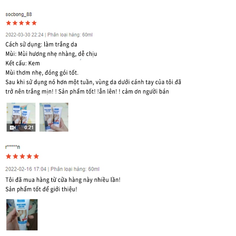 Kem làm trắng vùng kín / làm trắng vùng háng 60ml