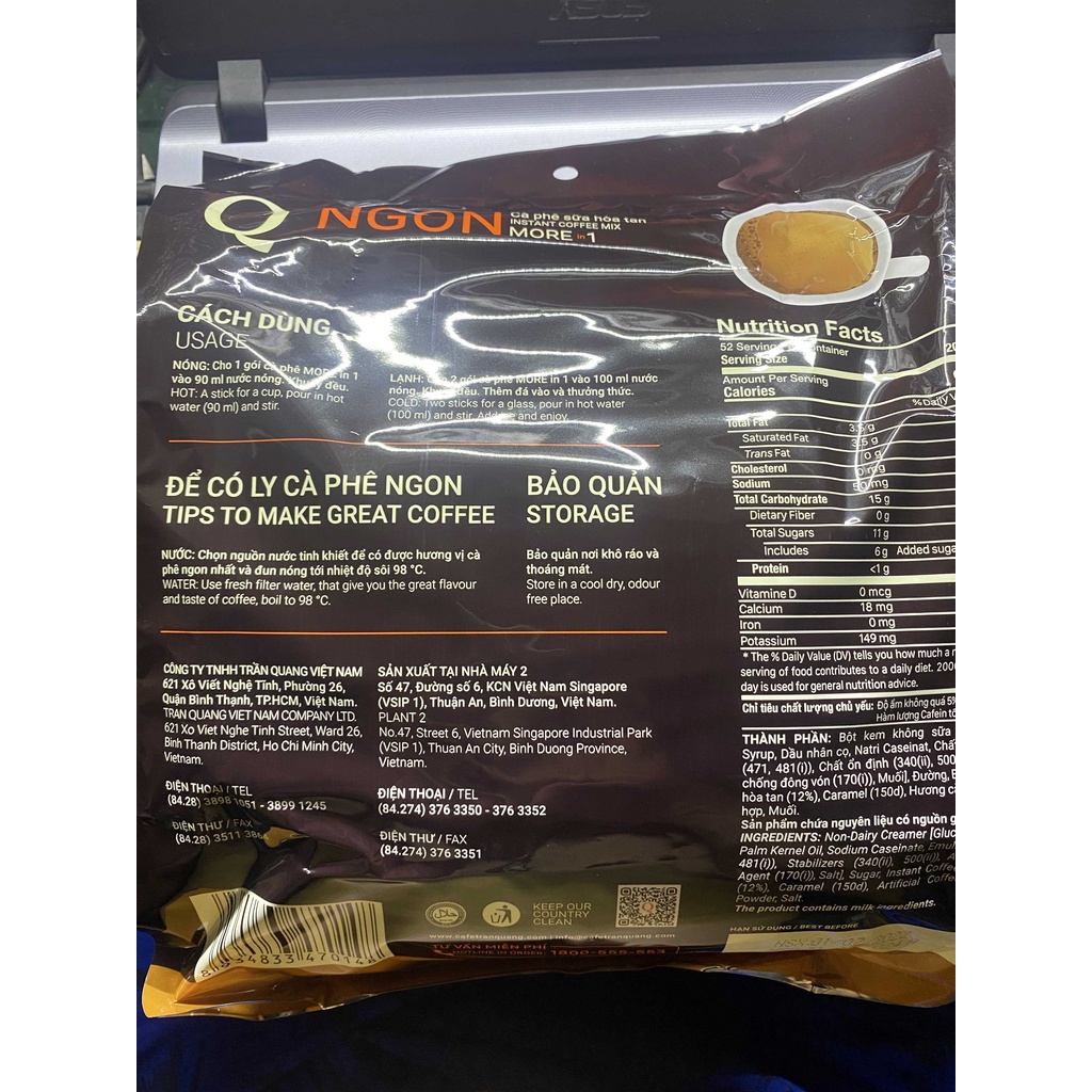 Cà Phê Sữa hòa tan Ngon MORE in 1 Trần Quang