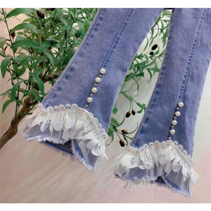 Quần Jean Bé Gái Ống Loe Sang chảnh chất đẹp 15-25kg