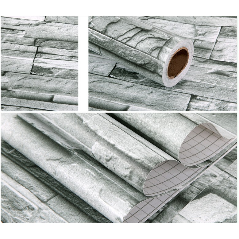 Decal giấy dán tường đá dăm xám