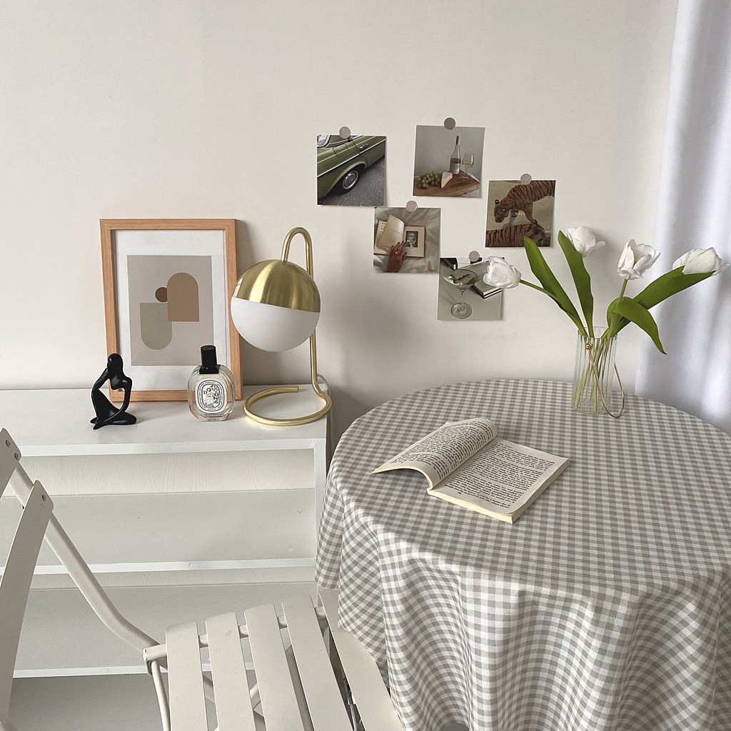 Khăn trải bàn họa tiết sọc ca rô Caro  màu xanh dương