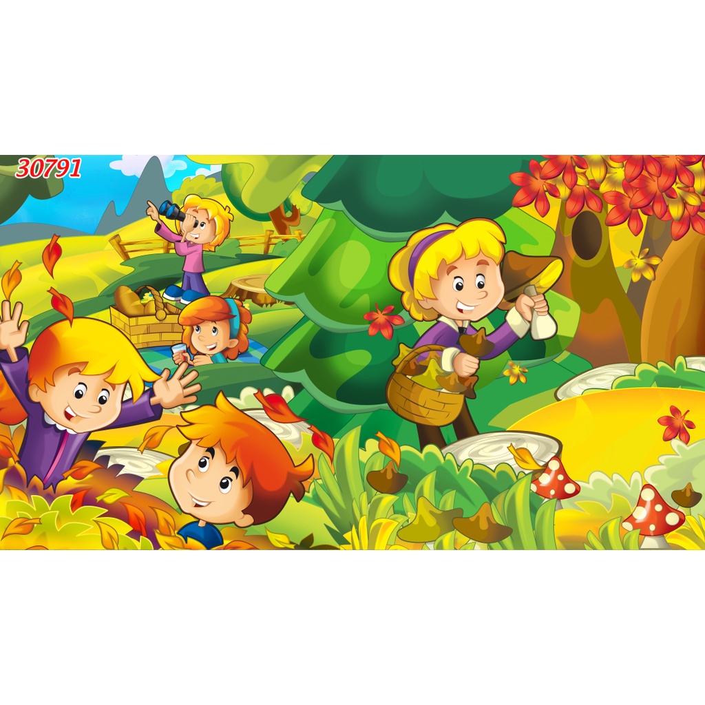 Tranh Dán Tường Phòng MẦM NON, TRƯỜNG HỌC VUI NHỘN đẹp lung linh, hình ảnh chân thực