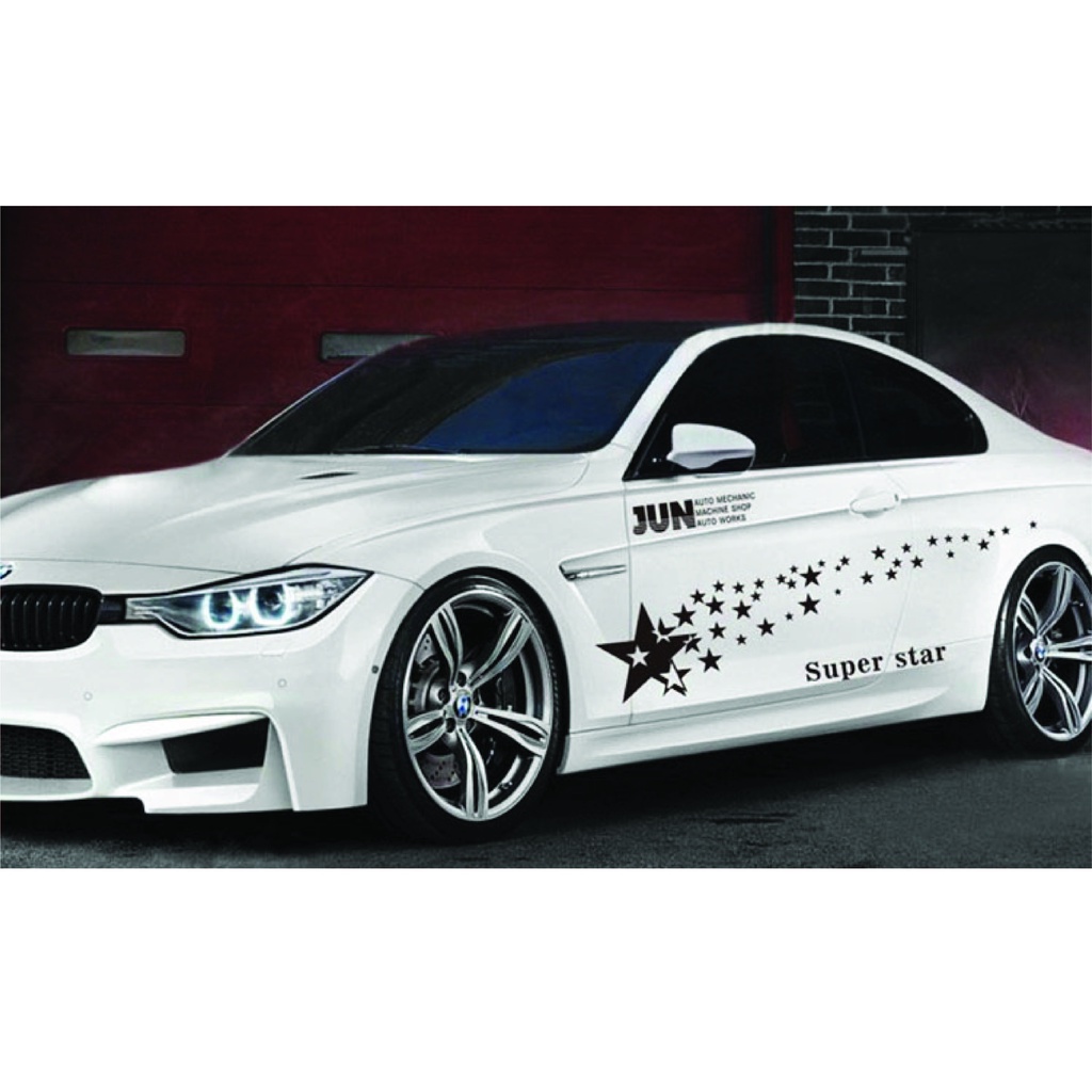 Tem decal ngôi sao dán sườn xe ô tô