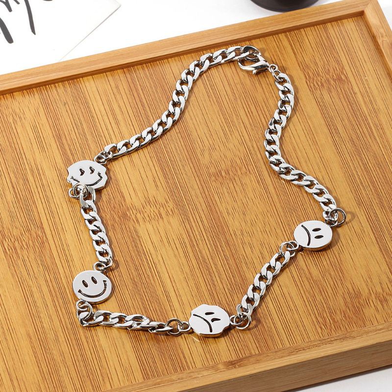 Dây chuyền Đính Mặt Dây Hình Mặt Cười Khóc Bằng Thép Titan Phong Cách Sành Điệu Thời Trang Cho Nam Và Nữ