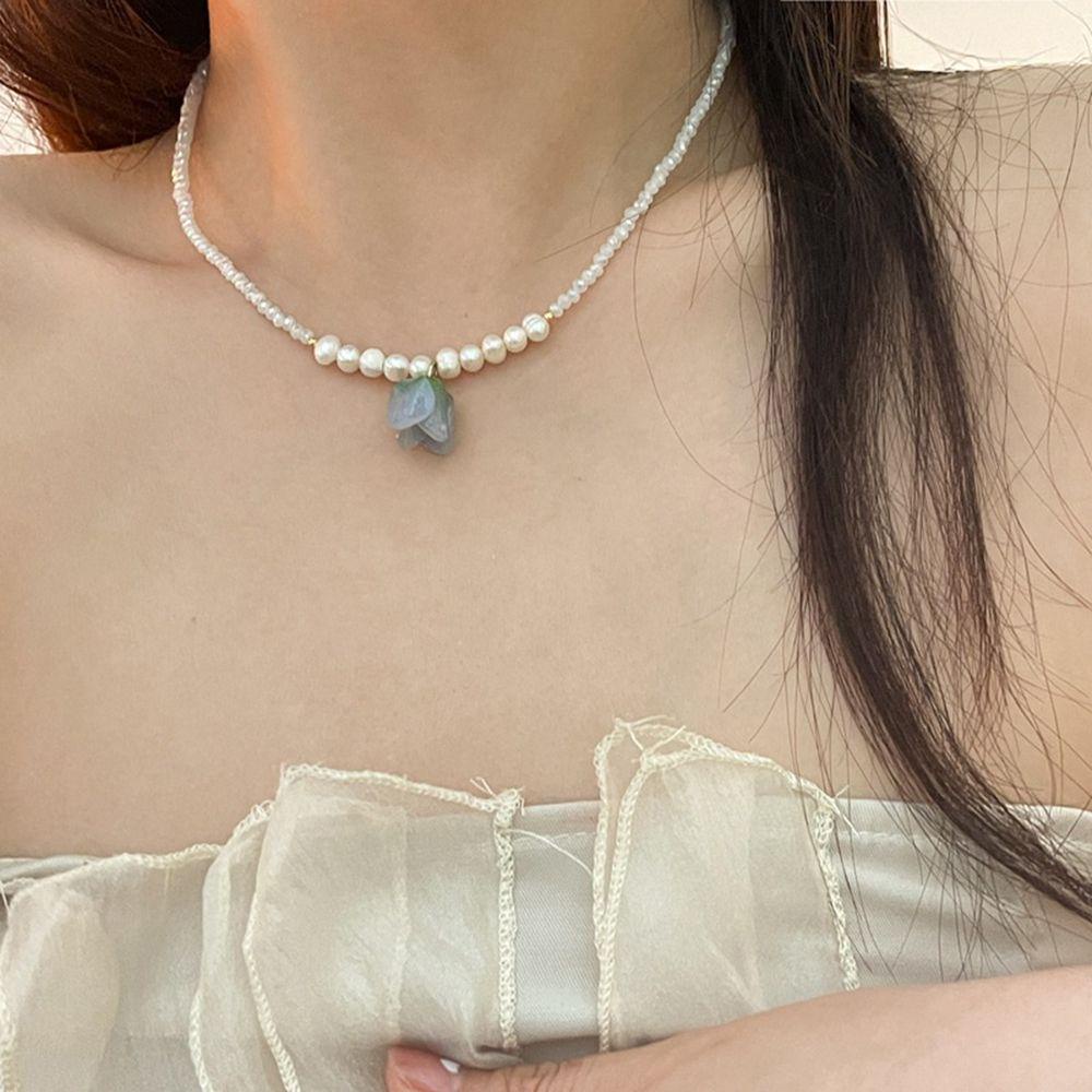 AROMA Vòng cổ Mặt Hoa Tulip Ngọt Ngào Cho Nữ