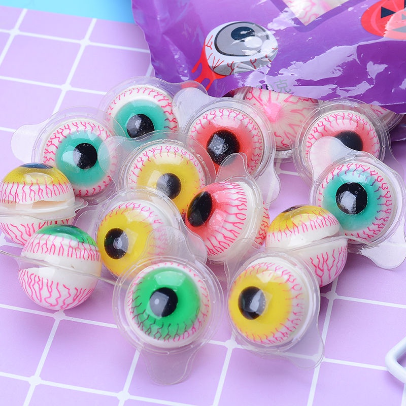 Lưới màu đỏ nhãn cầu kẹo cao su vui nhộn sáng tạo mắt bánh mì kẹp kẹo dẻo snack kẹo mềm cho bạn gái quà tặng bạn gái
