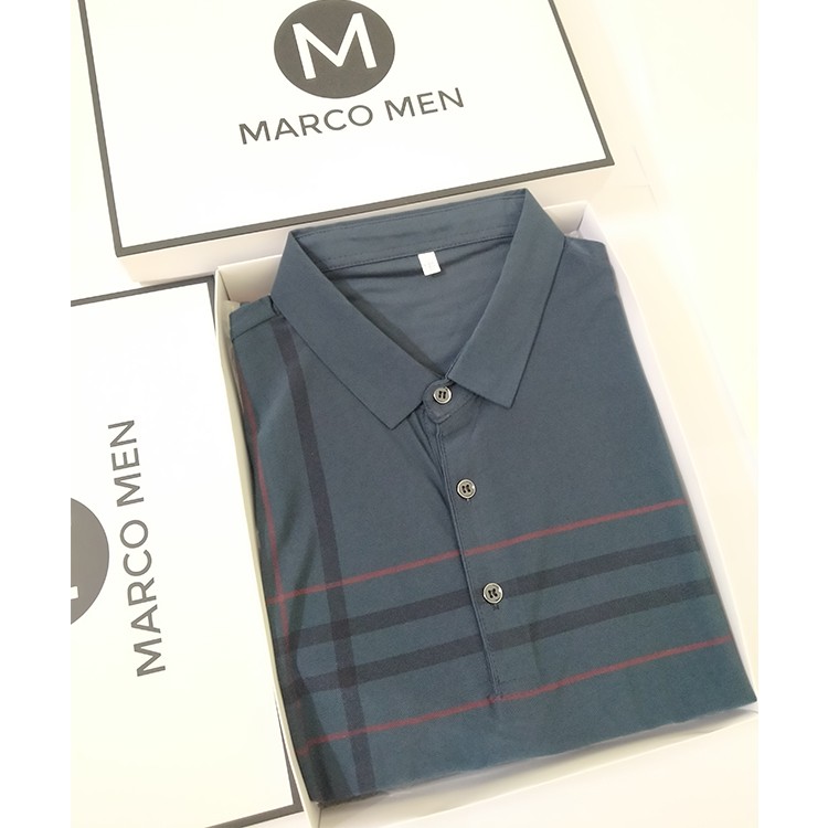 Áo thun nam Polo phối kẻ vải cá sấu thun lạnh CAO CẤP PL001 | BigBuy360 - bigbuy360.vn