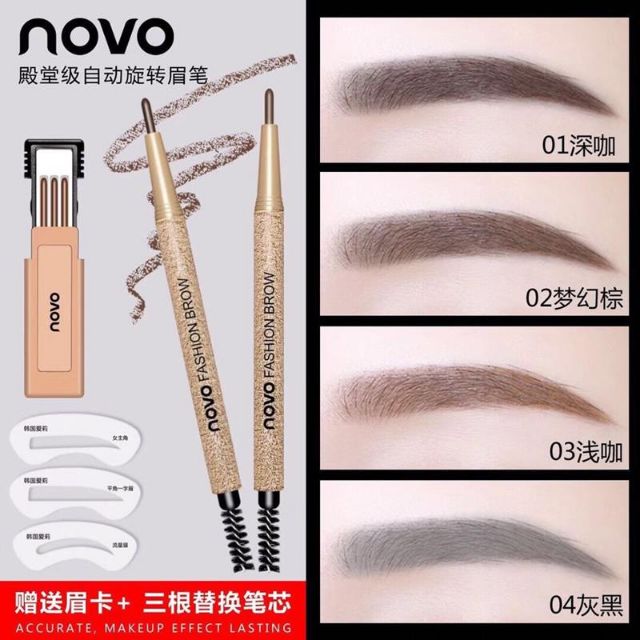 [ Giá gốc] Bộ Chì Mày Định Hình 3 Kiểu Novo Fashion Brow NO.5146