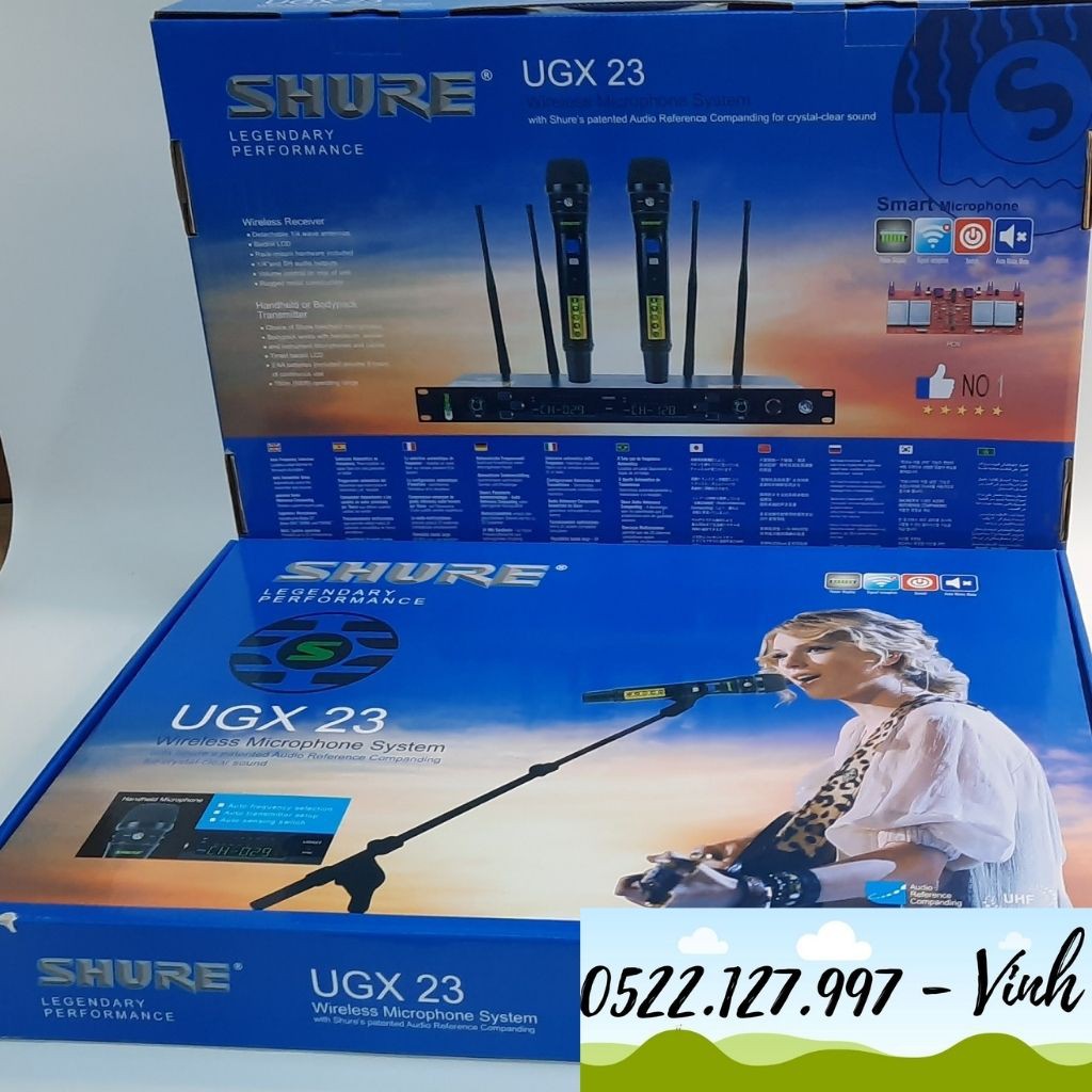 Micro không dây SHURE UGX-23 Chính hãng, 4 râu tiếp sóng - Gia Khang Audio