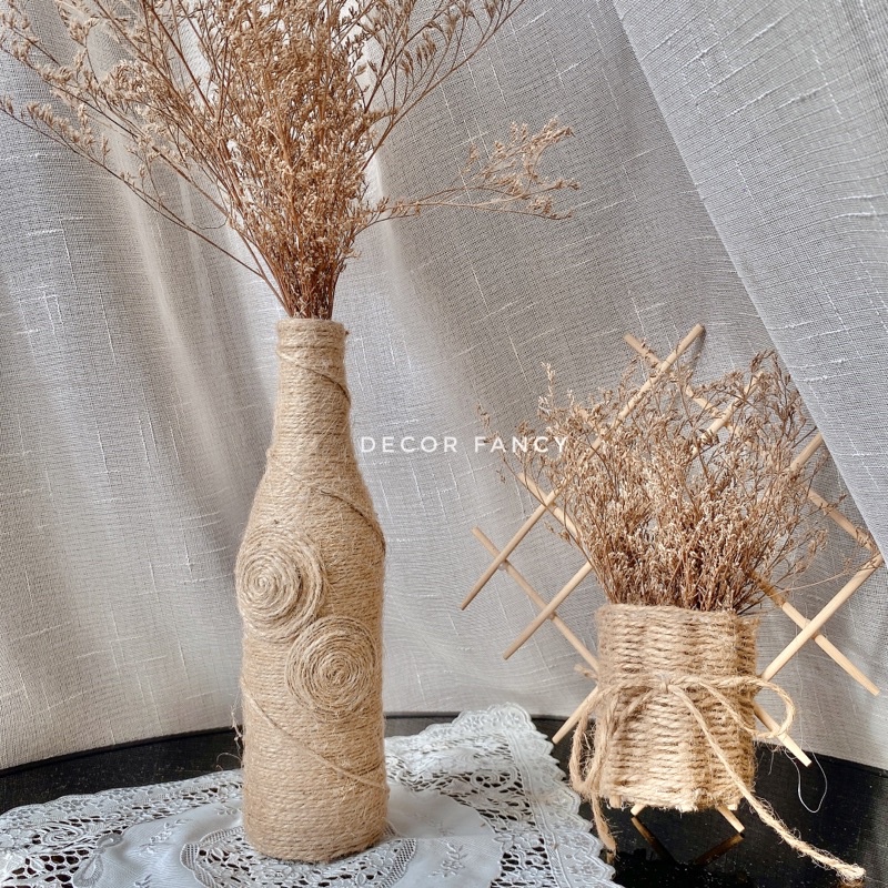 Lọ hoa quấn thừng handmade, Bình hoa trang trí nhà sáng tạo phong cách vintage - Decor Fancy