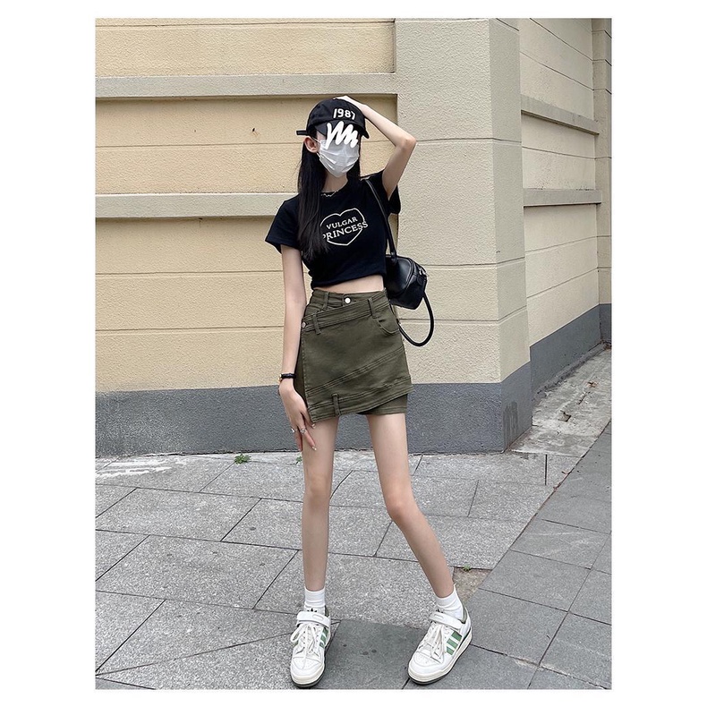 Quần Short Denim Lưng Cao Thiết Kế Không Đồng Đều Phong Cách Mùa Hè Mới Cho Nữ