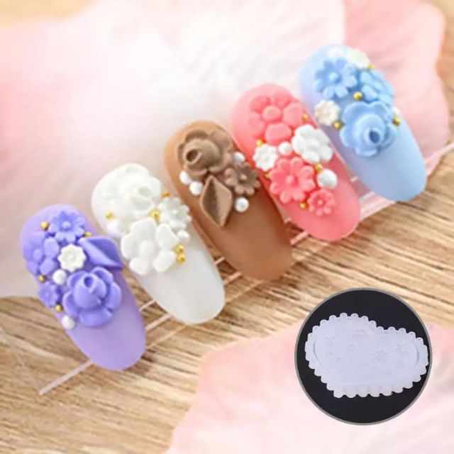 Khuôn silicone dẻo nhấn hoa bột nail gel