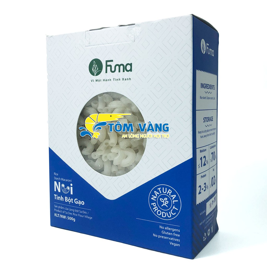 Nui Cao Cấp Fuma - Nui Gạo Lứt Khoai Lang Gạo Trắng Ngũ Sắc Hộp 500gr  -