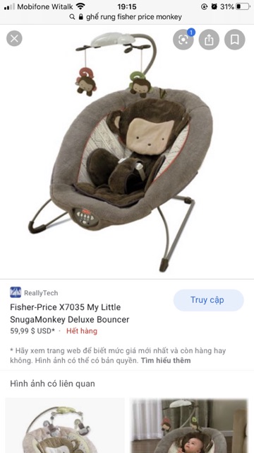 Ghế rung fisher price monkey thanh lý đã dùng