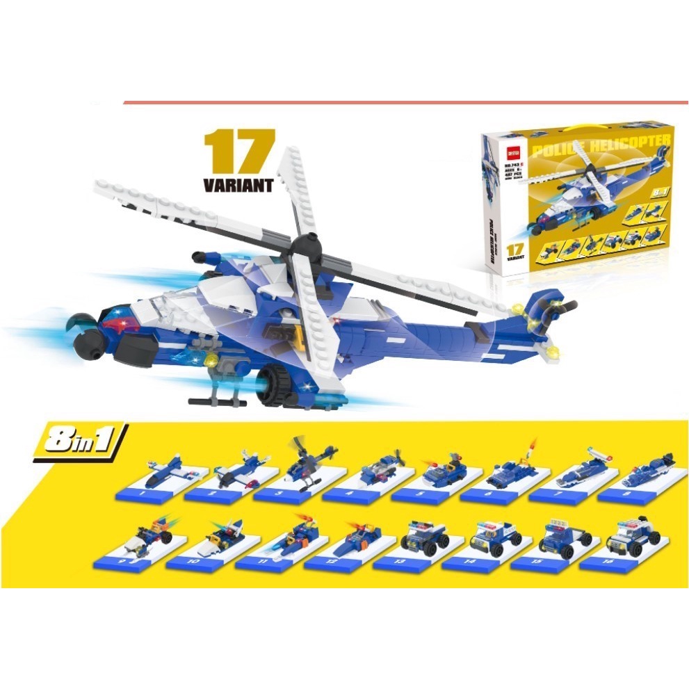 407 Chi Tiết – Bộ Đồ Chơi Lắp Ghép Mô Hình Máy Bay Trực Thăng, Lắp Ráp Mô Hình Tàu Bay Chiến Đấu
