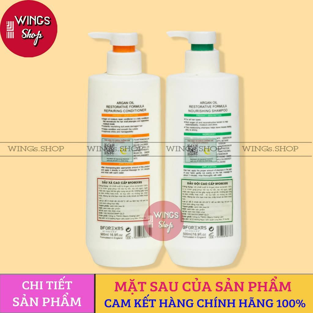 Cặp Gội Xả BFOREXRS ARGAN OIL Dưỡng Sinh Cao Cấp, Siêu Mượt, Phục Hồi Tóc Hư Tổn 100% Organic | Wings Shop