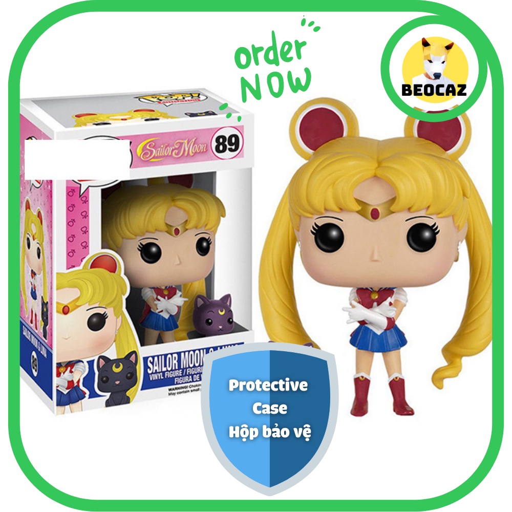 [Full Box] [Tặng Hộp Bảo Vệ] Mô hình Funko Anime dễ thương Sailor Moon Thuỷ Thủ Mặt Trăng và mèo Luna No.89