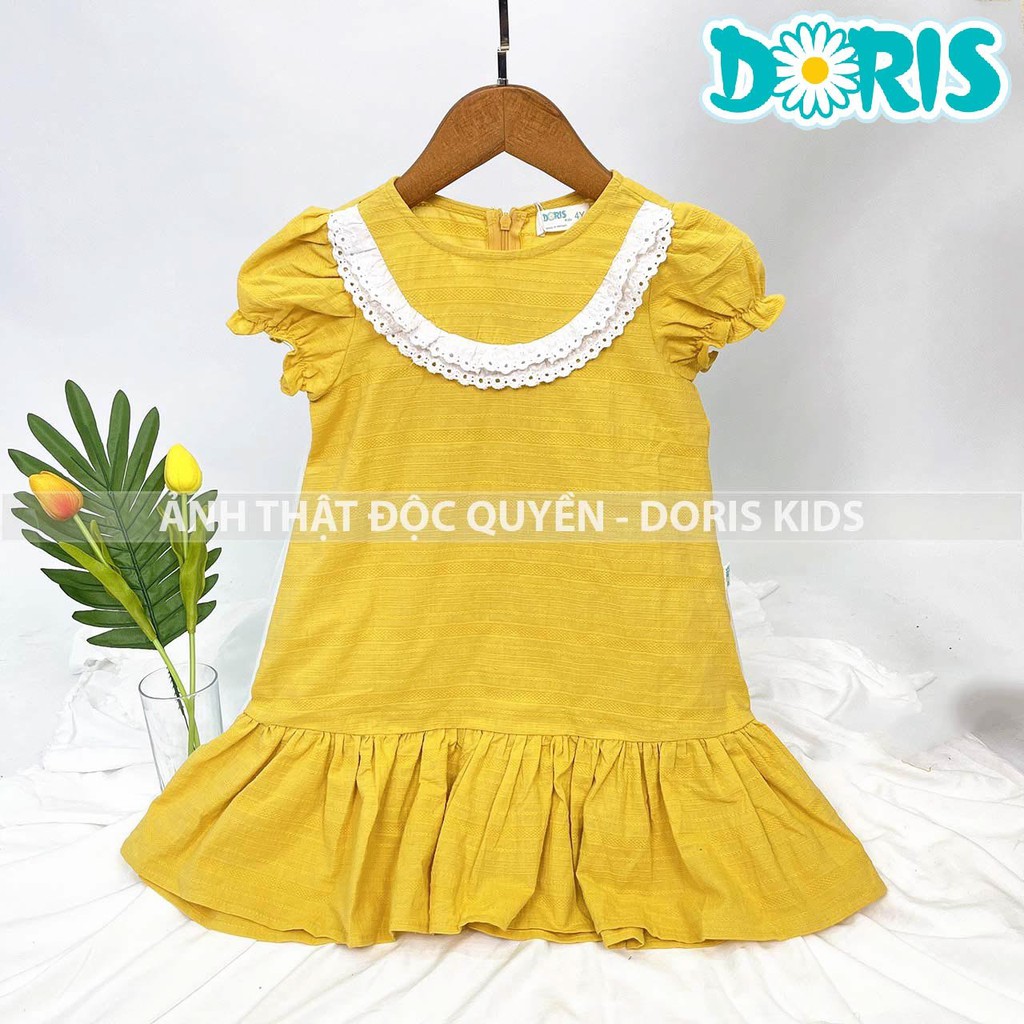 Đầm Bé Gái Vải Đũi Phối Ren Xinh Xắn Doris Kids.