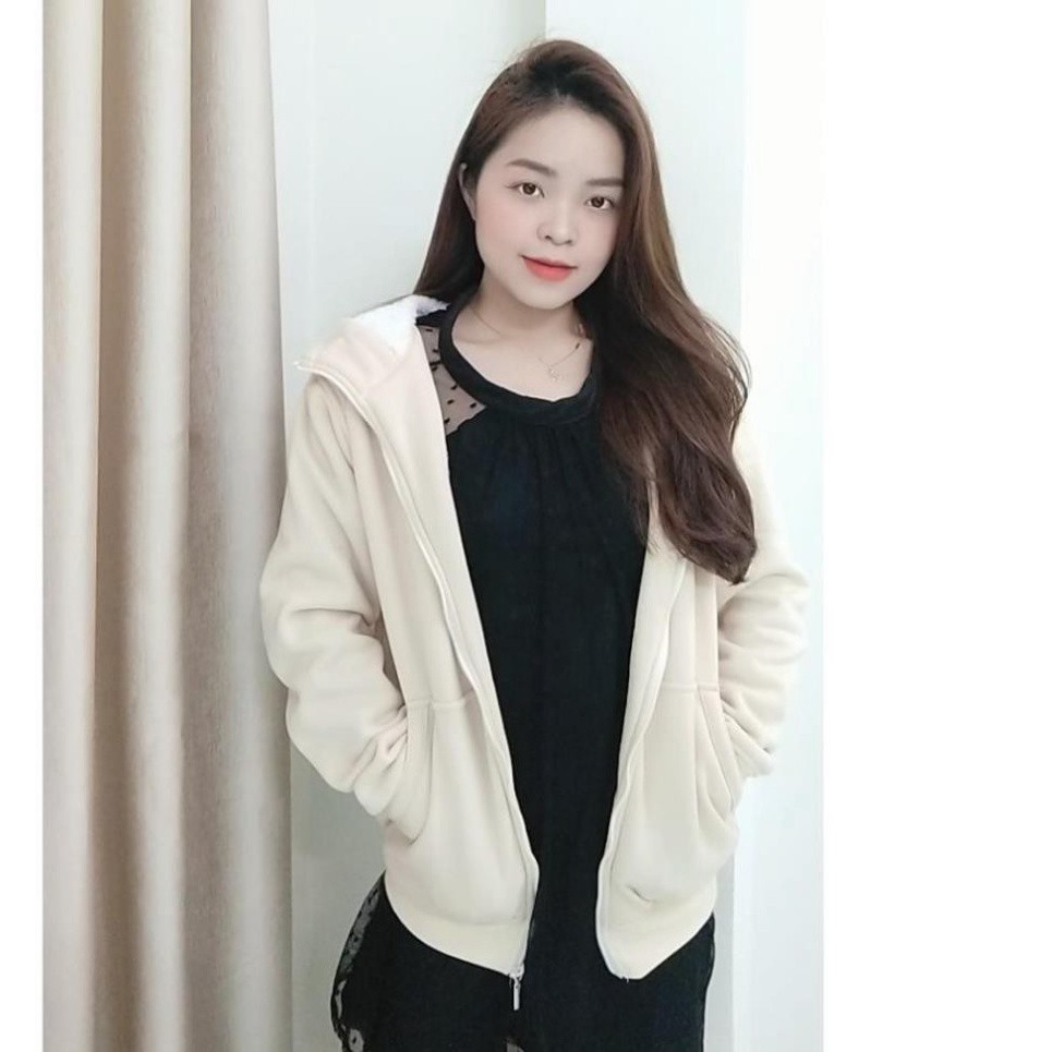 Áo đôi Hoodie nam nữ unisex form rộng trơn lót lông trắng đen có mũ đẹp chất nỉ phong cách trẻ trung Hàn Quốc New * !  ྇ | BigBuy360 - bigbuy360.vn
