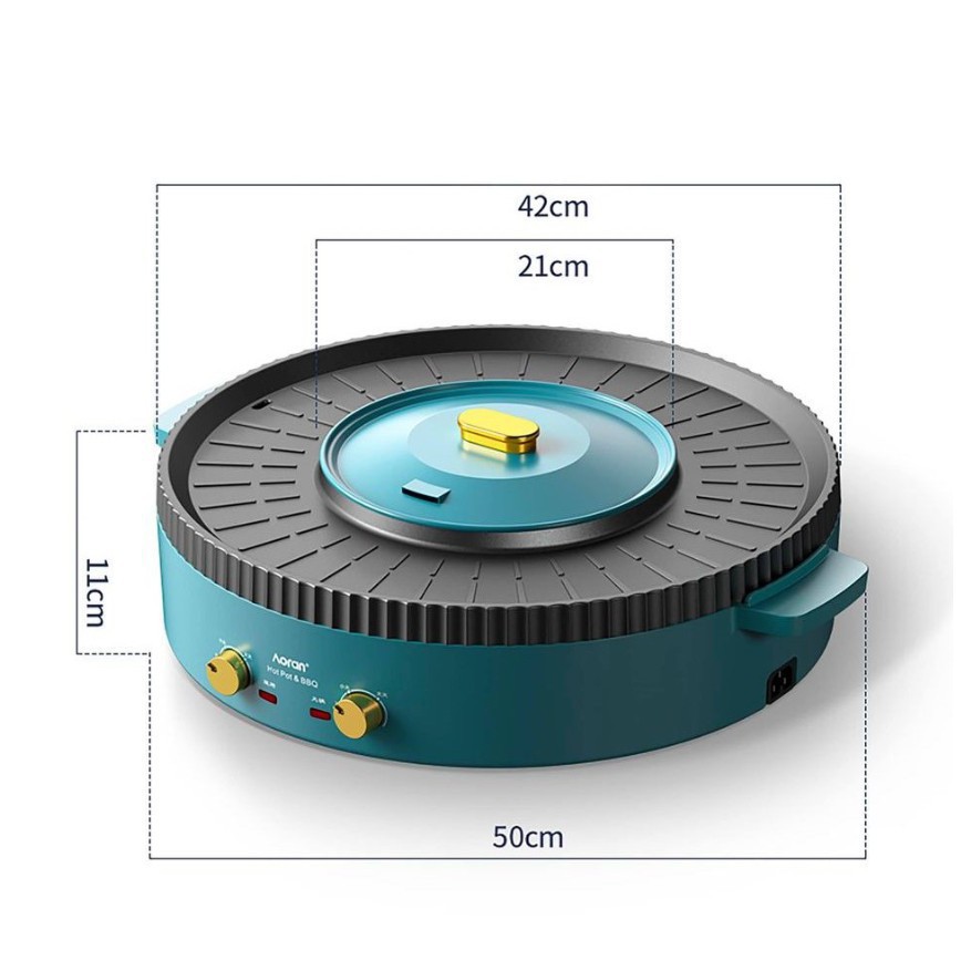 Nồi lẩu nướng không khói Nineshield KB-518 nấu được 2 món cùng lúc