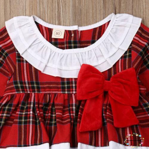 Áo liền quần dạng đầm tay dài họa tiết caro màu đỏ xinh xắn cho bé gái