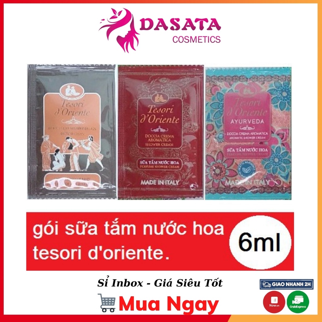 Sữa Tắm Nước Hoa TESORI GÓI LẺ Dùng ThửGói Sữa Tắm Tesori O'drient6ml Hương Tự Nhiên Lưu Hương Lâu Giao Mùi Ngẫu Nhiên