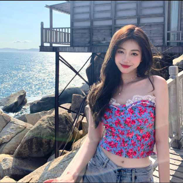 Áo Lửng Hai Dây Phối Ren Quyến Rũ Dành Cho Nữ