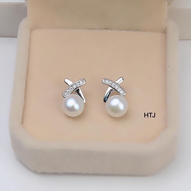 Bông tai bạc bibi silver gắn đá nhỏ xinh / Nụ bạc gắn đá