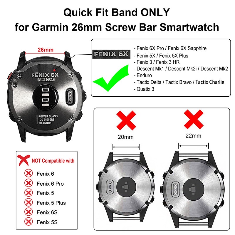 Dây Đeo Bằng Nylon 20Mm / 22MM / 26mm Cho Garmin Fenix 7S 6x/ 6S Pro/ 5X Forerunner 935 945