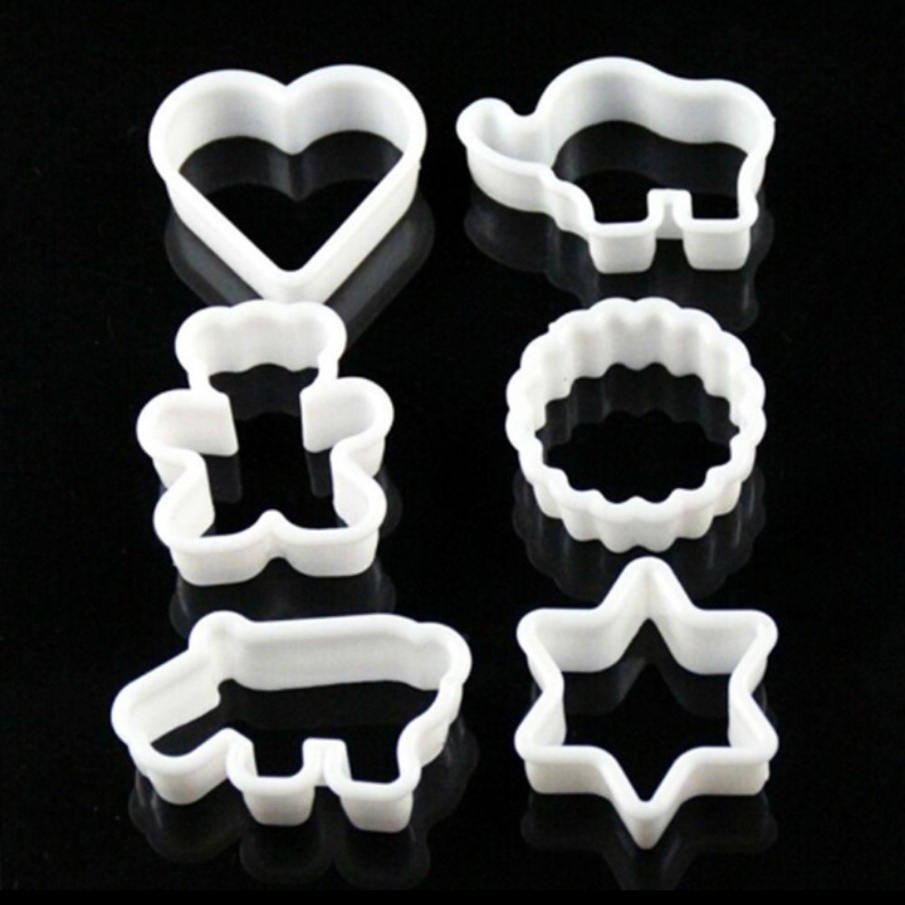 Bộ 6 khuôn nhựa mềm cao cấp, khuôn cắt kẹo, khuôn làm bánh, khuôn nhấn bột, khuôn cơm