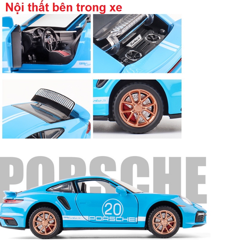 Mô hình xe ô tô Porsche tỉ lệ 1:32 bằng kim loại có âm thanh và đèn mở các cửa
