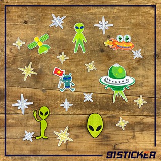 Sticker/Patch vải Alien dùng ủi/là trang trí cho quần áo, mũ nón, phụ kiện, túi xách, balo ...v