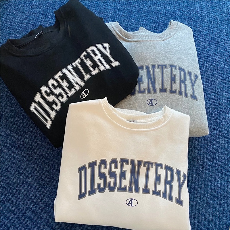 Áo thun ZHELIHANGFEI tay dài dáng rộng theo phong cách retro Mỹ dễ phối đồ