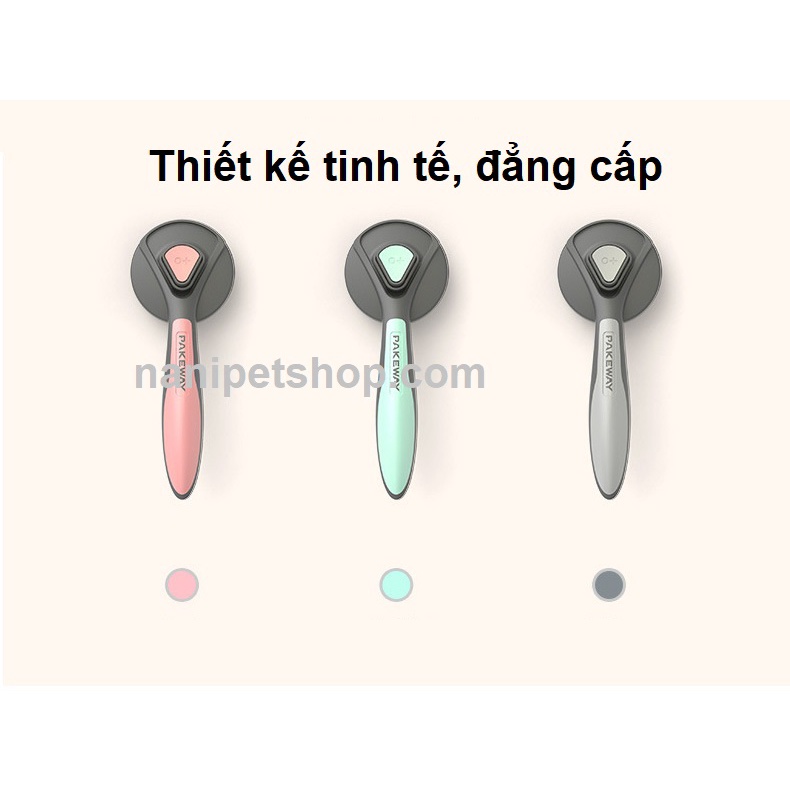 Lược chải lông mèo có nút bấm T9 Pakeway 3 màu siêu đẹp Massage thú cưng cực đã - Miluta Pet Shop