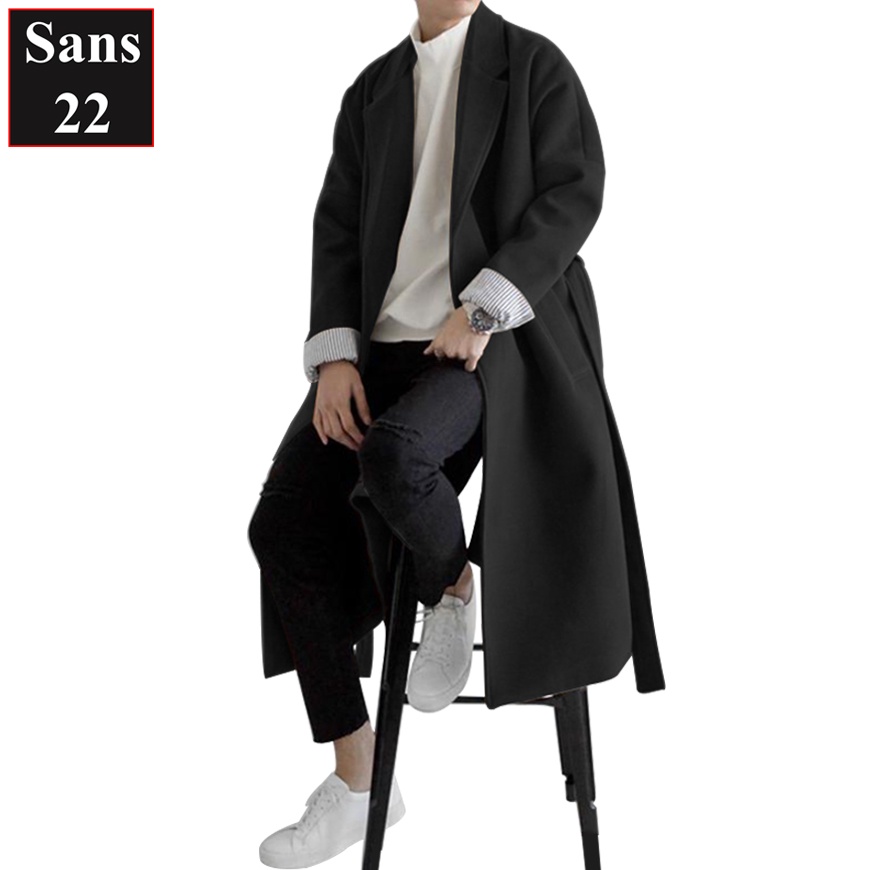 Áo măng tô nam form rộng Sans22 khoác dạ blazer dáng dài mangto hàn quốc đen bigsize to cỡ lớn 3xl 4xl 5xl 90kg 100kg